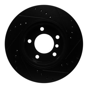 BMW 120i Brake Rotor (1) - Front Left - R1 Concepts - Drilled & Slotted - Black - `05-`07